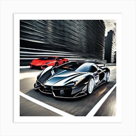 Two Lamborghinis Racing Art Print