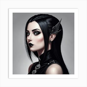 Raven Haired Enigmatic Beauty Art Print