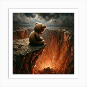 Teddy Bear On A Cliff Art Print