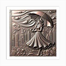 A woman with an umbrella 5 Art Print