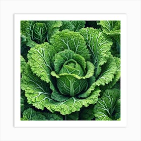 Frame Created From Savoy Cabbage Sprouts On Edges And Nothing In Middle Ultra Hd Realistic Vivid (5) Art Print