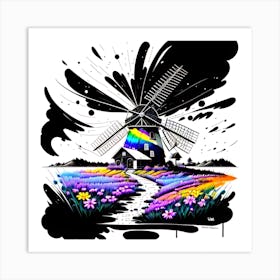 Rainbow Windmill Art Print