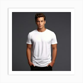 Mock Up Cotton Casual Wearable Printed Graphic Plain Fitted Loose Crewneck V Neck Sleeve (26) Art Print