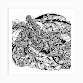 Doodle On A Motorcycle Art Print