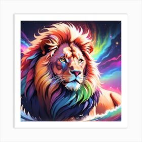 Rainbow Lion Art Print