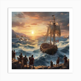 The Waves crash against the Ship Art Print