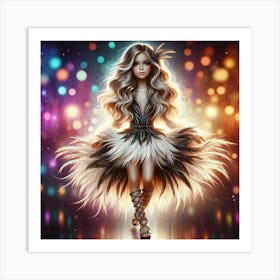 Girl With Feathers 1 Art Print