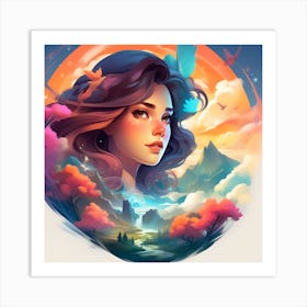 Girl In The Sky Art Print