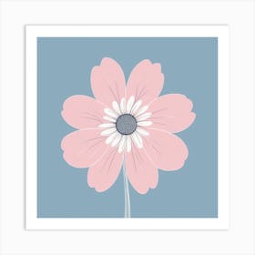 A White And Pink Flower In Minimalist Style Square Composition 716 Art Print