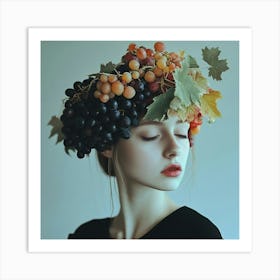 Grapes On A Girl'S Head Art Print