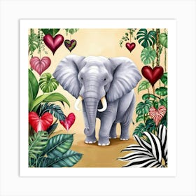 Warm Heart Elephant Art Print