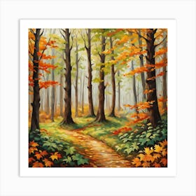 Forest In Autumn In Minimalist Style Square Composition 252 Art Print