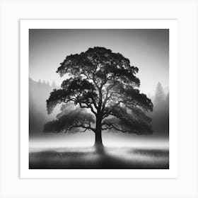 Tree In The Fog Art Print