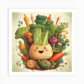 Kawaii Vegetables Art Print