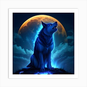 Full Moon Wolf Art Print