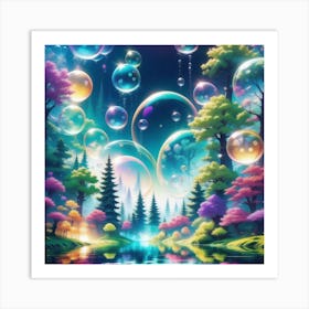 Bubbles In The Forest Art Print