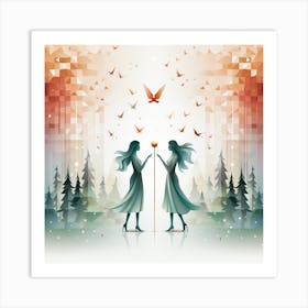 Two Women In The Forest Art Print