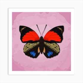 Mechanical Butterfly The Agrias Amydon Tryphon On A Pink Background Art Print