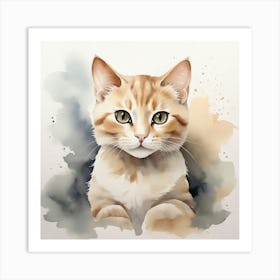 Default Create A Simple Watercolor Of A Cute Cat Using Neutral 2 (1) Art Print