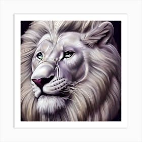 Beautiful White Lion Art Print