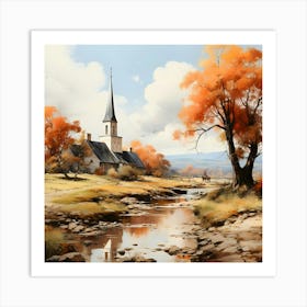 Church In Autumn Art Print