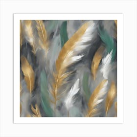 Gold Feathers 2 Art Print