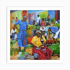 Women At The Market Art Print