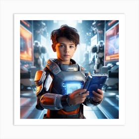 Futuristic Boy In Space 2 Art Print