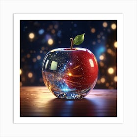 Glass apple with reflecting night stars, aesthetic Art Print