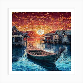 Sunset Boat Art Print