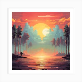 Sunset In The Forest 2 Art Print