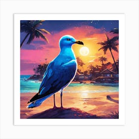 Seagull At Sunset Art Print