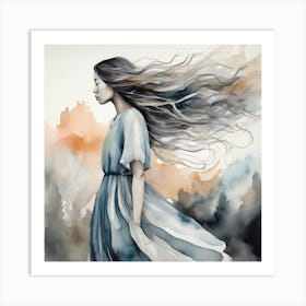 Girl With Long Hair Art Print