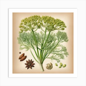 Fennel flower plants painting art print 3 Art Print