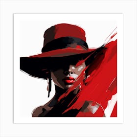 Black Woman In Red Hat 2 Art Print