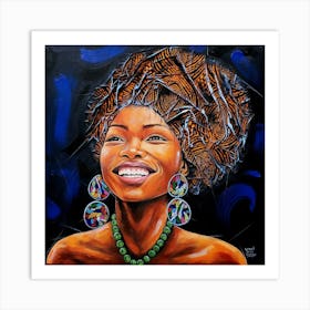 Smiling Beauty, African woman art Art Print