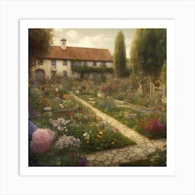 Gustav Klimt Style Farm Garden 17 Art Print