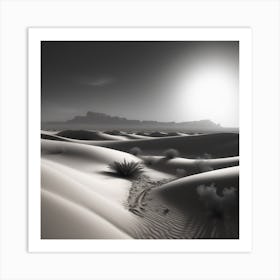 Sahara Countryside Peaceful Landscape Black And White Still Digital Art Perfect Composition Beau Art Print