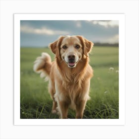 Golden Retriever Standing In The Grass Art Print