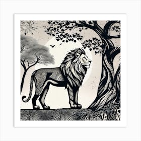 Lion In The Forest 28 Art Print