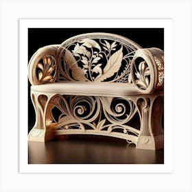 Carved Wood Bench Art Print