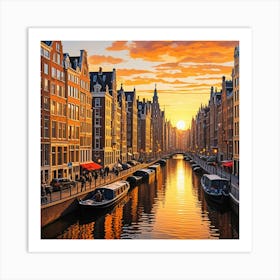 Amsterdam, Netherlands Cubism Style Art Print