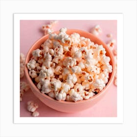 Pink Bowl Of Popcorn Art Print