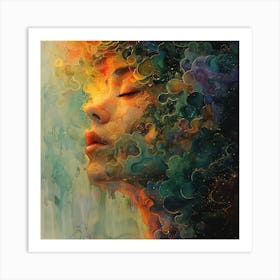 Woman With Colorful Hair Art Print