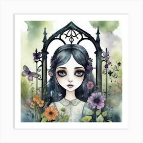 cute whimiscal gothic girl Art Print