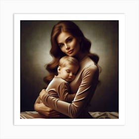 Portrait Of A Mother And Child Art Print