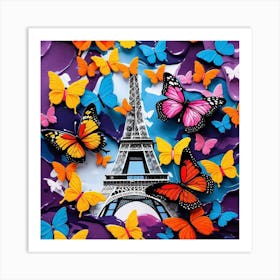 Paris With Butterflies 41 Art Print