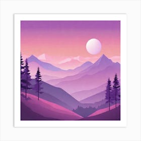 Misty mountains background in purple tone 100 Art Print