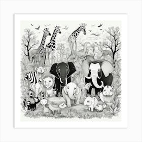 Animals Zoo Safari Mammals Cute Art Print