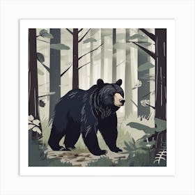 Black Bear In The Forest Art Print